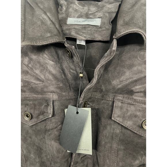 NEW John Varvatos EU 48 US 38 Licorice Brandon Suede Leather Trucker Jacket - Picture 3 of 8